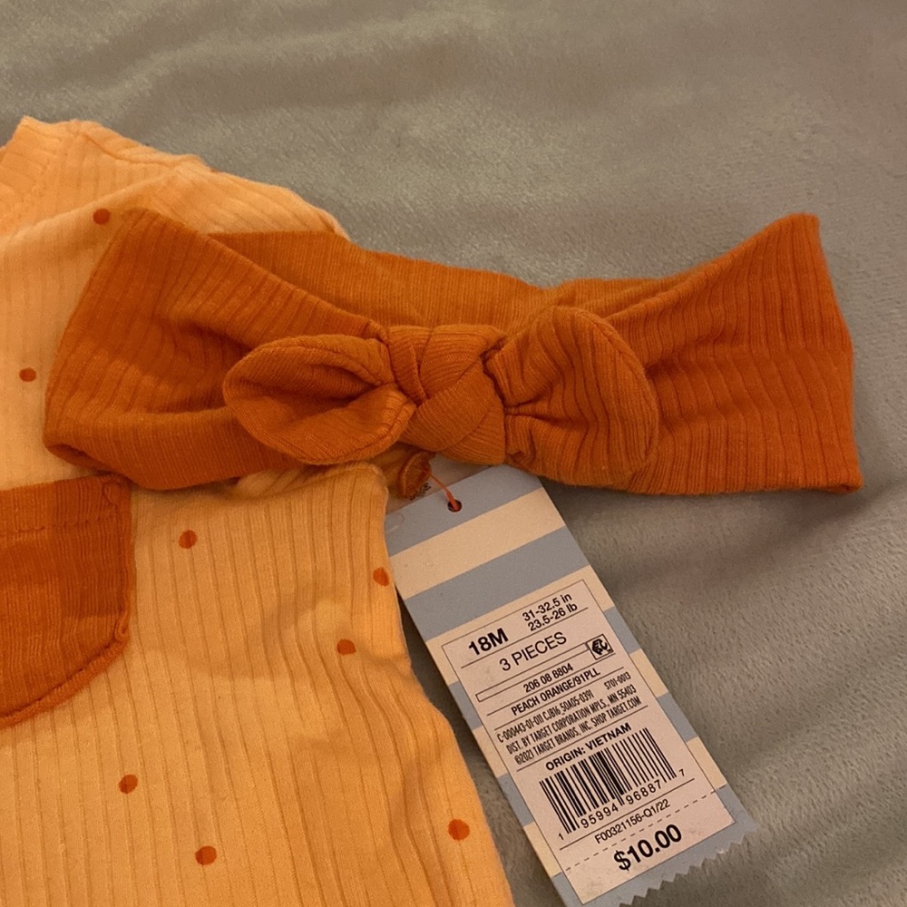 Free with $30 order! Cat and jack girls 18M  3 piece orange and peach outfit - Picture 4 of 4